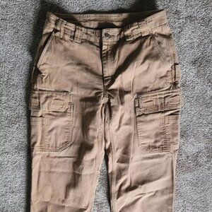 Duluth trading Co. Mens 36x32 100% Cotton cargo work Pants Brown Canvas Durable